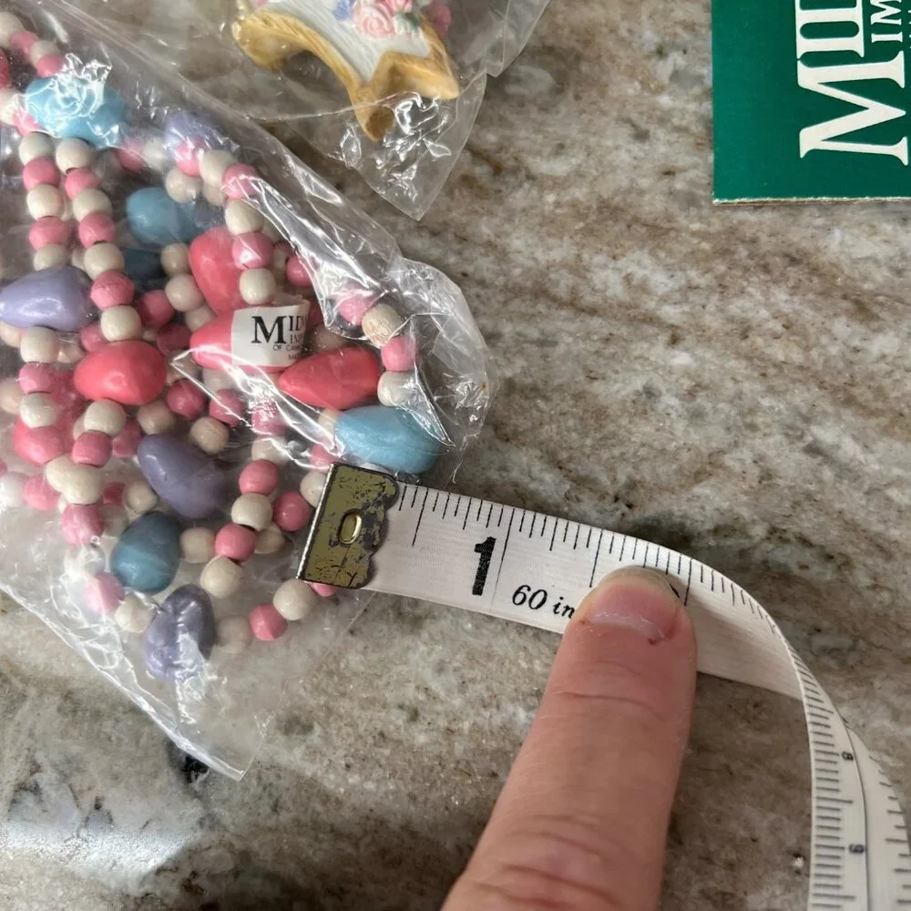 Vintage NOS Wooden Egg & Bead Garland 48